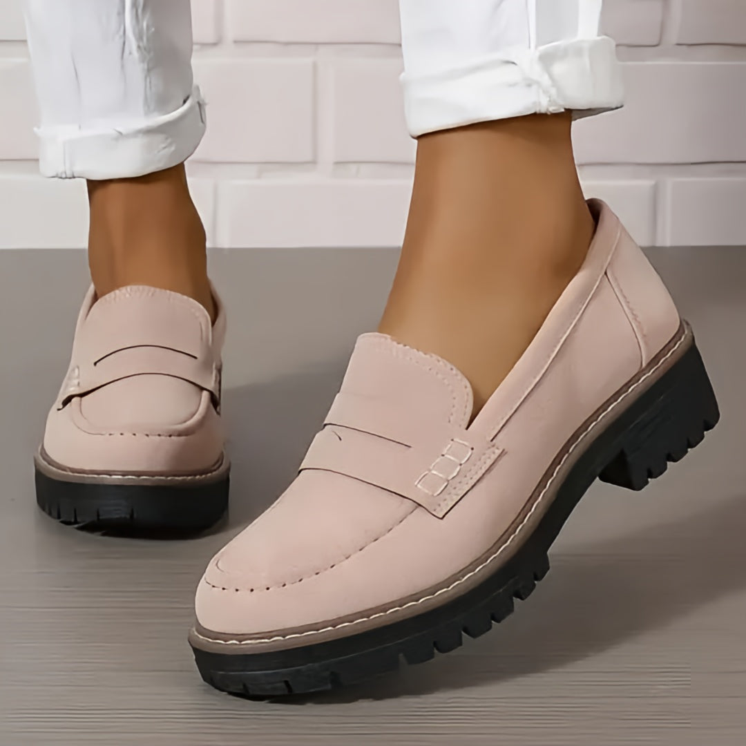 Women Platform Slip On Loafers | Grip Sole Work Shoes