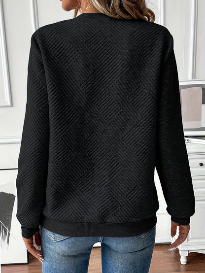 Women's Quilted Half Zip Sweatshirt | Long Sleeve Jumper