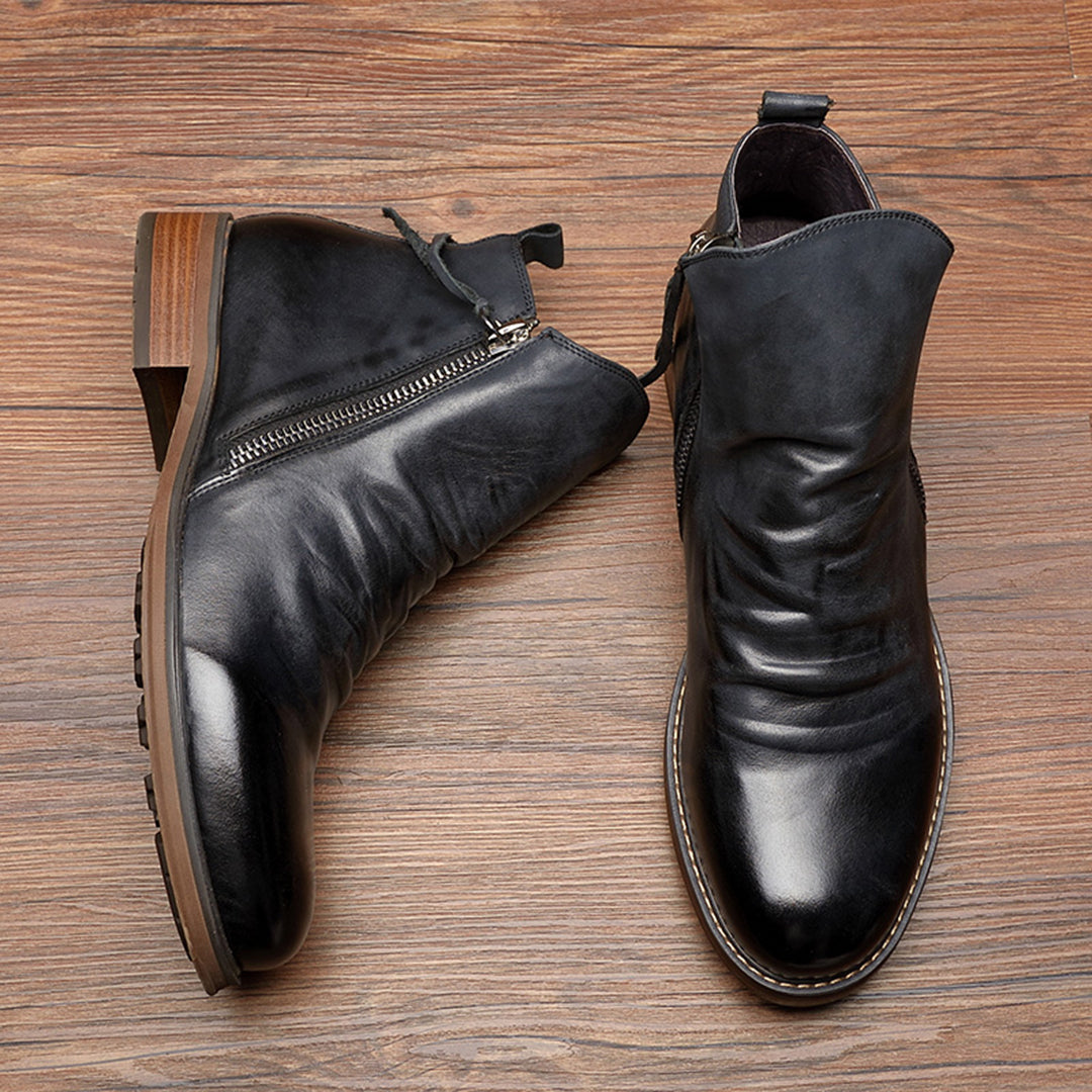Men’s Ankle Leather Boots | Work Walking Slip On