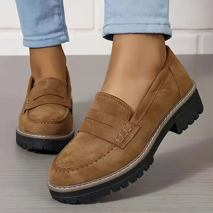 Women Platform Slip On Loafers | Grip Sole Work Shoes