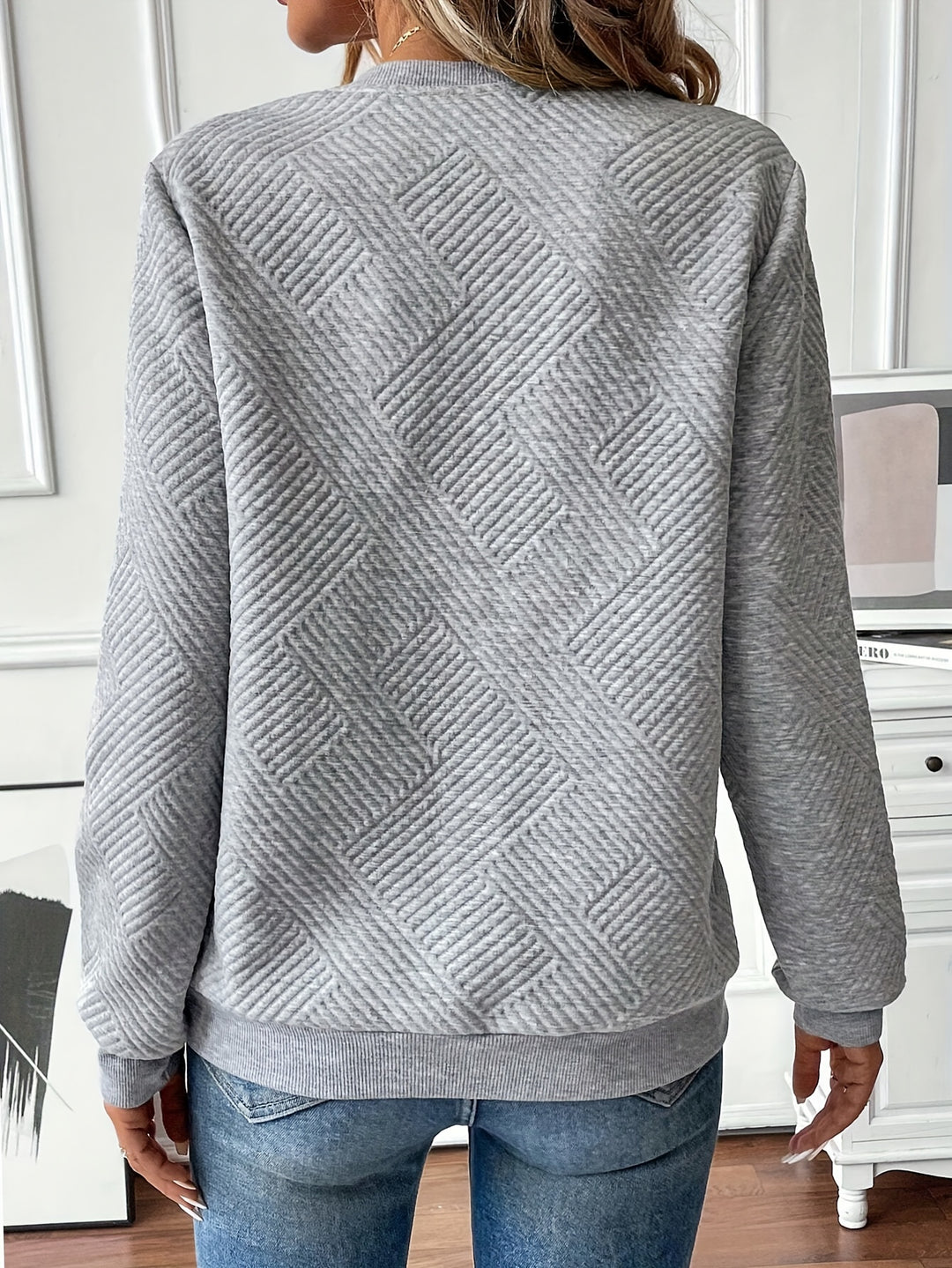 Women's Quilted Half Zip Sweatshirt | Long Sleeve Jumper