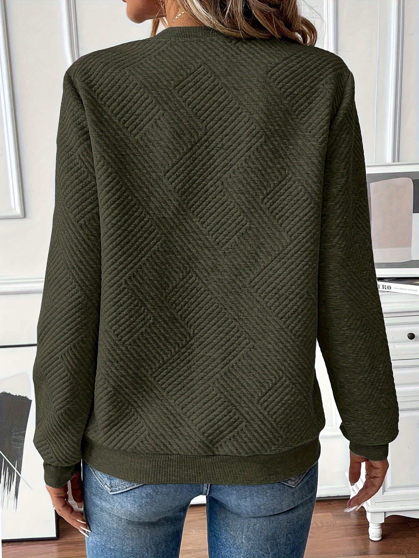 Women's Quilted Half Zip Sweatshirt | Long Sleeve Jumper