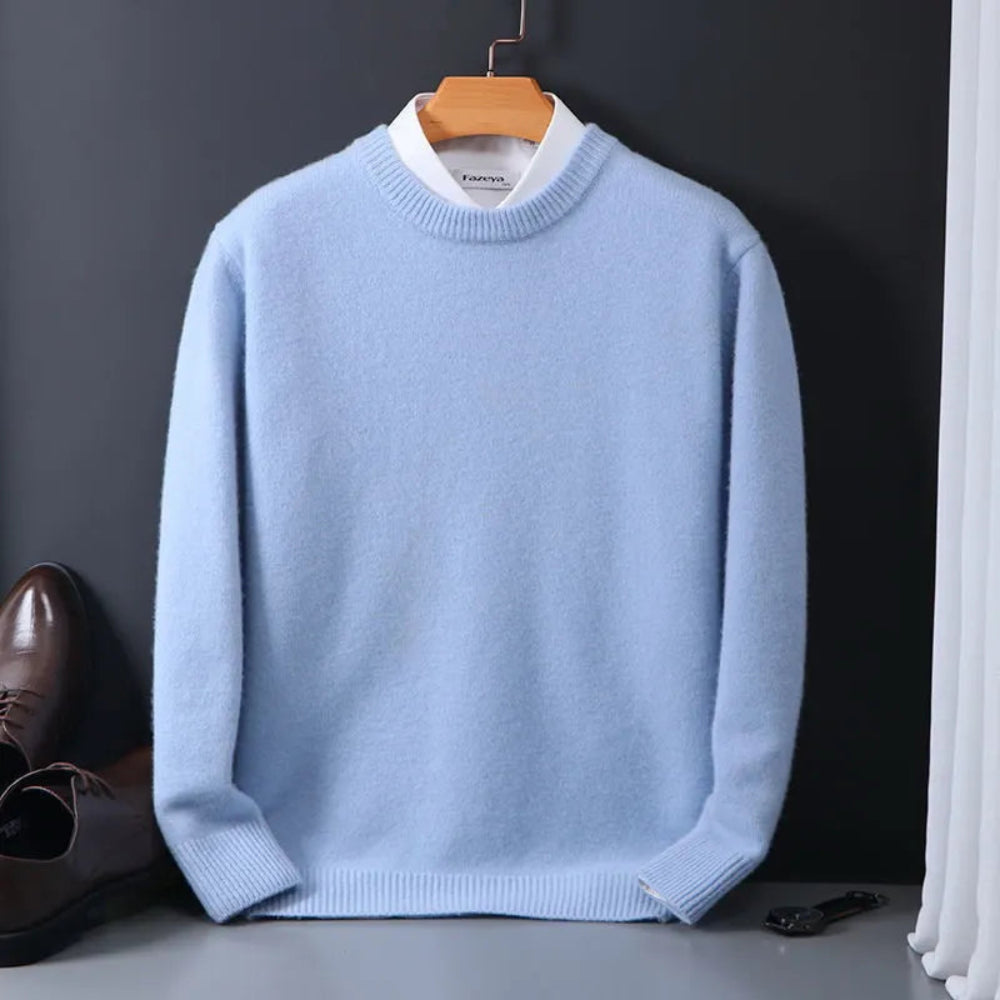 Men’s knitted winter sweater | crew neck warm jumper
