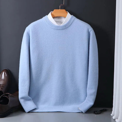 Men’s knitted winter sweater | crew neck warm jumper
