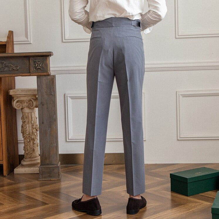 Men's Wide Leg Work Trousers | High Waist Pleated