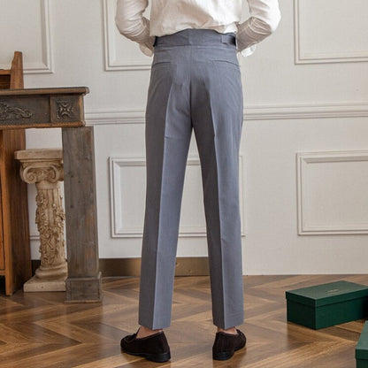 Men's Wide Leg Work Trousers | High Waist Pleated