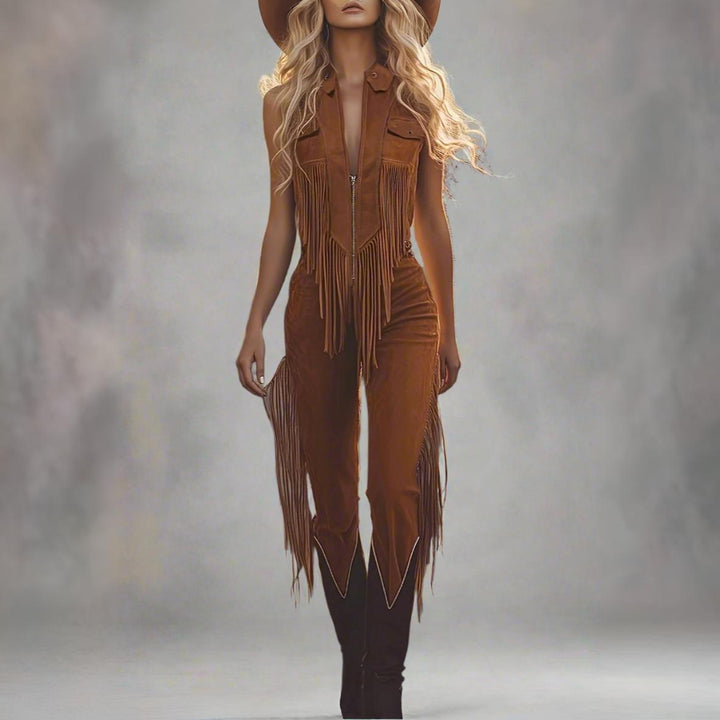 Halloween Costume Women Western Fringe Jumpsuit