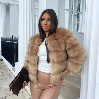 Women's Luxury Cropped Faux Fur Jacket Chic Soft Touch