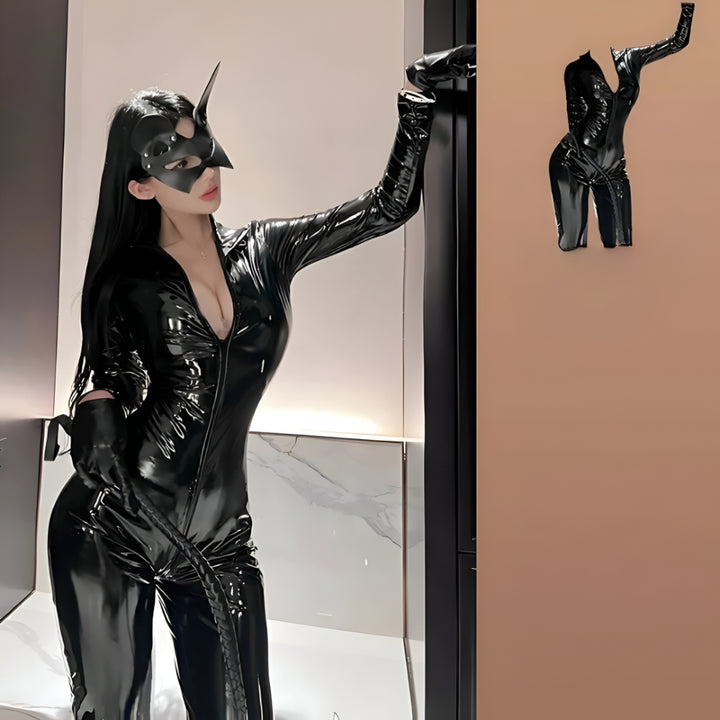 Halloween Costume Women Faux Leather Catsuit