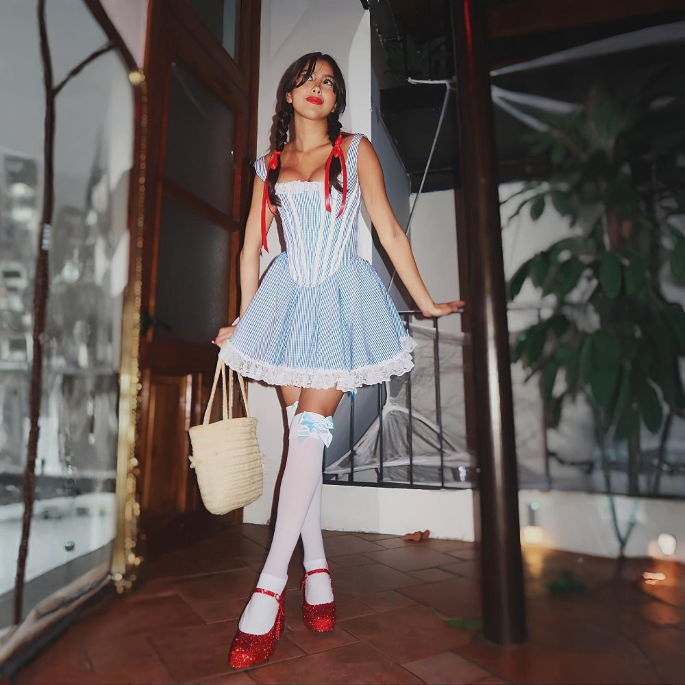 Halloween Costume Women Vintage Striped Dress