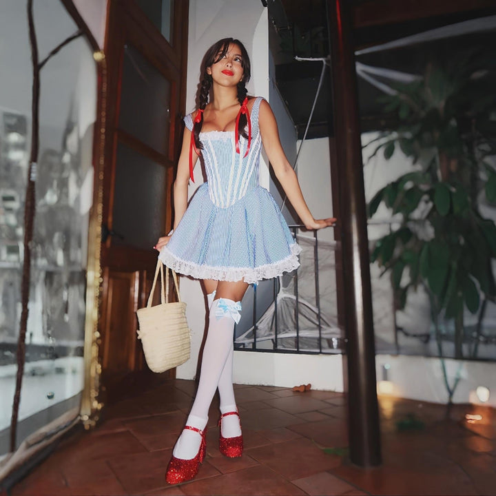 Halloween Costume Women Vintage Striped Dress
