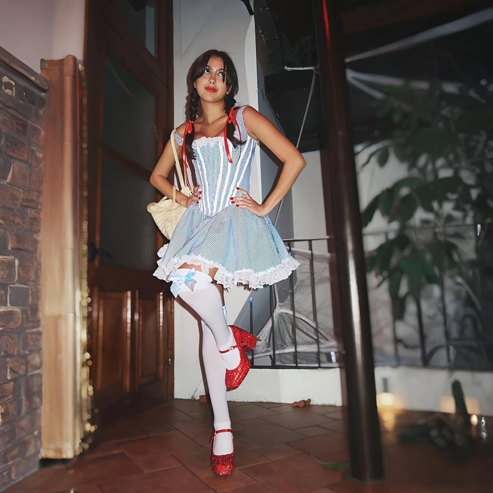 Halloween Costume Women Vintage Striped Dress