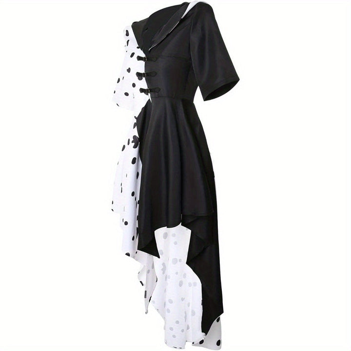 Women’s Hooded Halloween Movie Costume Dress | Asymmetrical Dalmatian - Image 2