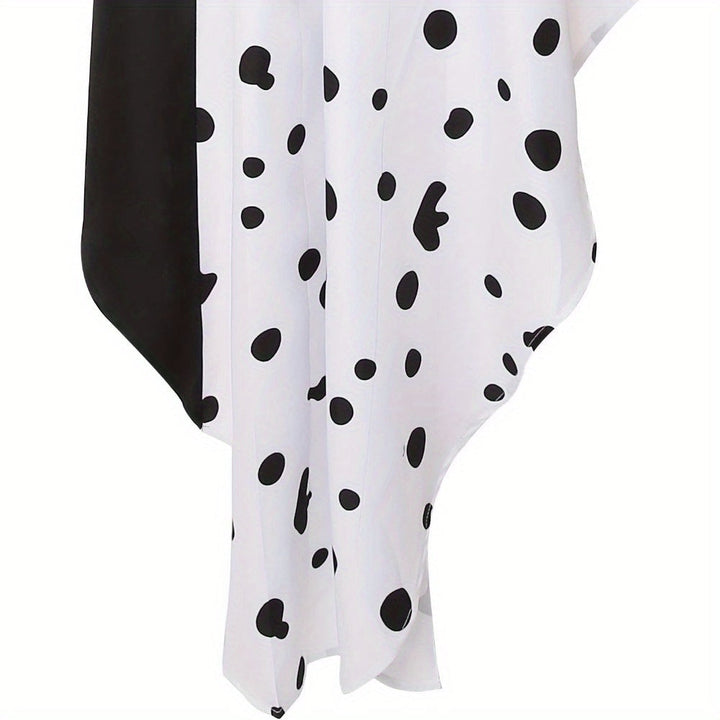 Women’s Hooded Halloween Movie Costume Dress | Asymmetrical Dalmatian - Image 6