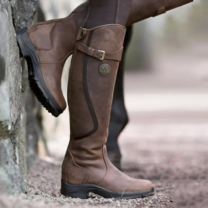 Women’s Leather Knee-High Boots | Waterproof Riding, Buckle