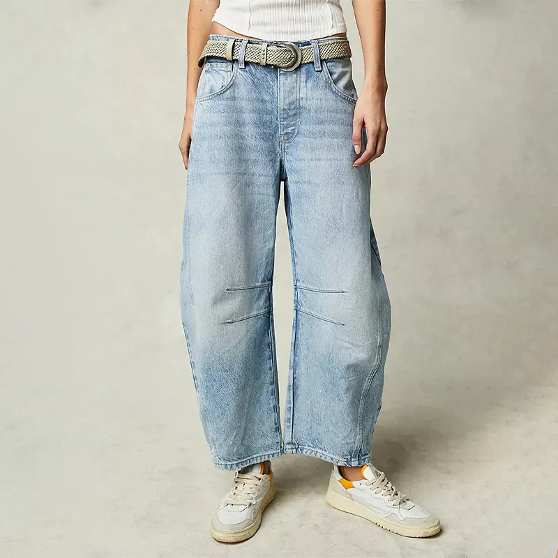 Women’s Wide Leg Cropped Jeans | Baggy Casual Fit