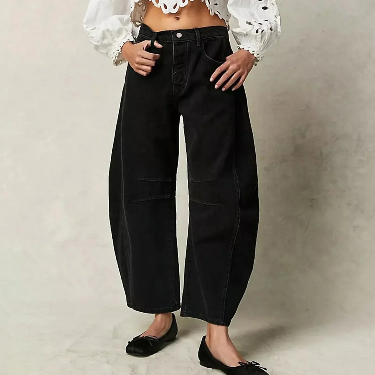 Women’s Wide Leg Cropped Jeans | Baggy Casual Fit