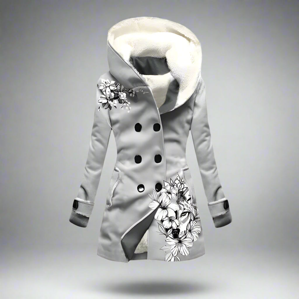 Women’s Hooded Faux Fur Winter Coat | Warm Double Breasted