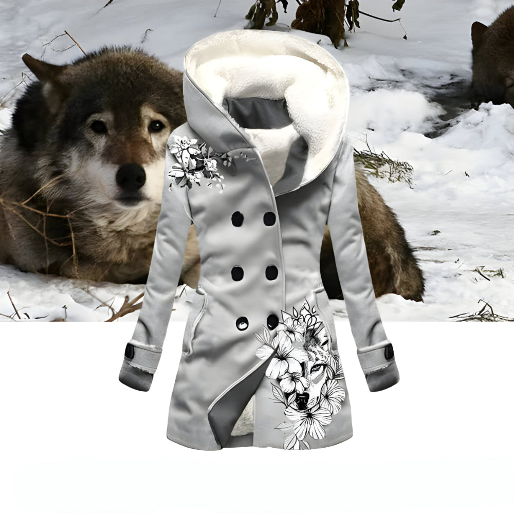 Women’s Hooded Faux Fur Winter Coat | Warm Double Breasted