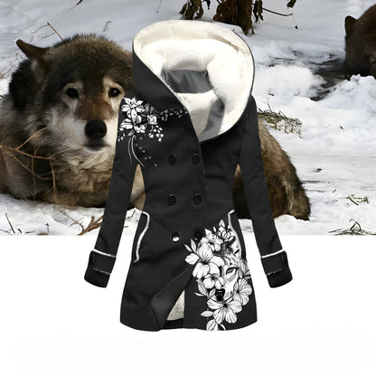 Women’s Hooded Faux Fur Winter Coat | Warm Double Breasted