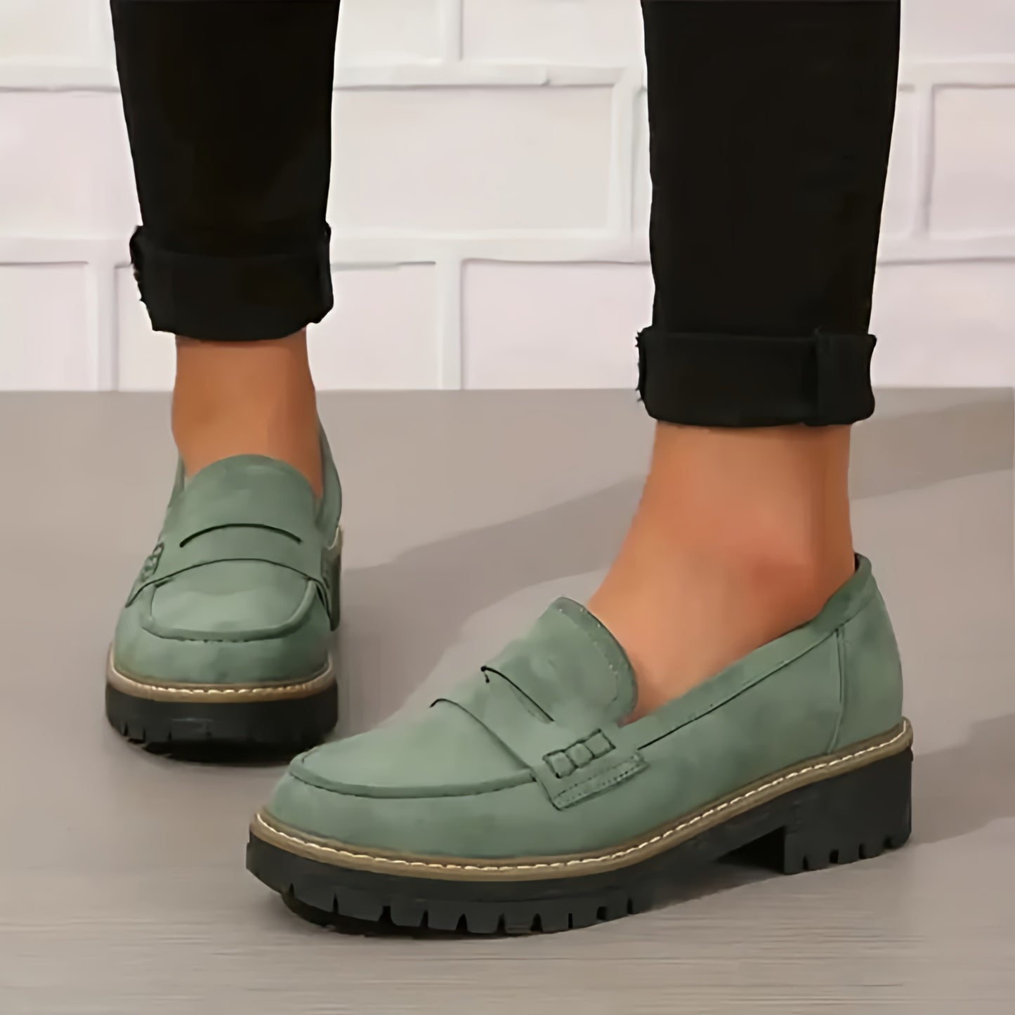 Women Platform Slip On Loafers | Grip Sole Work Shoes