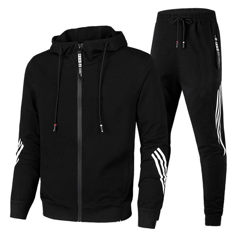 Comfortable Men's Tracksuit - Milan-Black-S-State of Style
