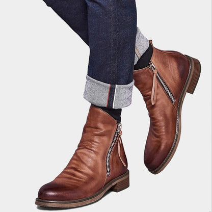 Men’s Ankle Leather Boots | Work Walking Slip On
