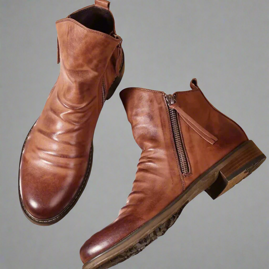 Men’s Ankle Leather Boots | Work Walking Slip On
