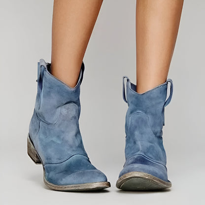 Women’s Suede Western Ankle Boots | Cowboy Pull-On