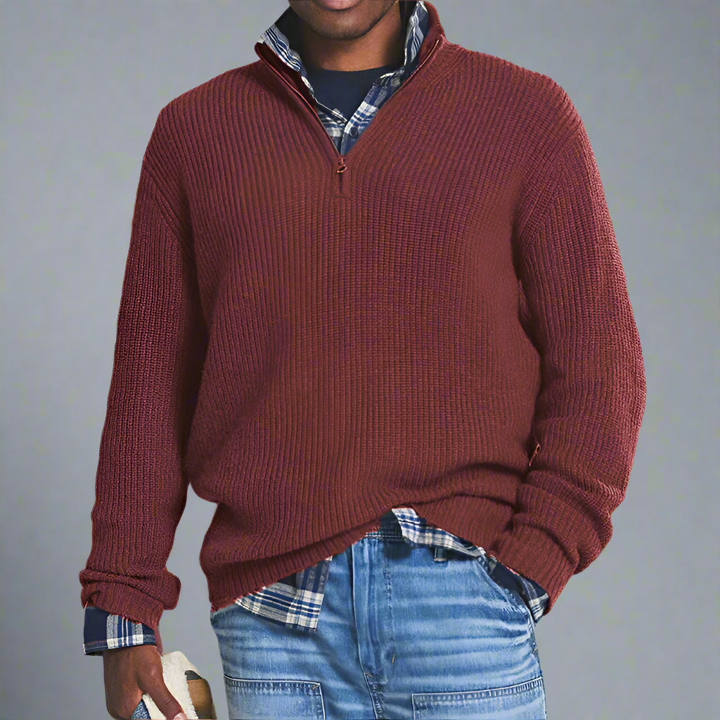 Men’s Knitted Half Zip Jumper | Warm Winter Sweater